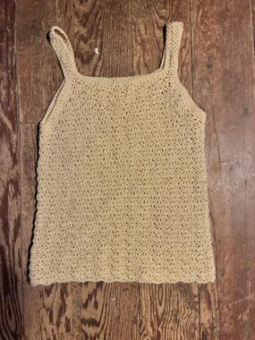 Cream Crochet Square-Neck Cami Top